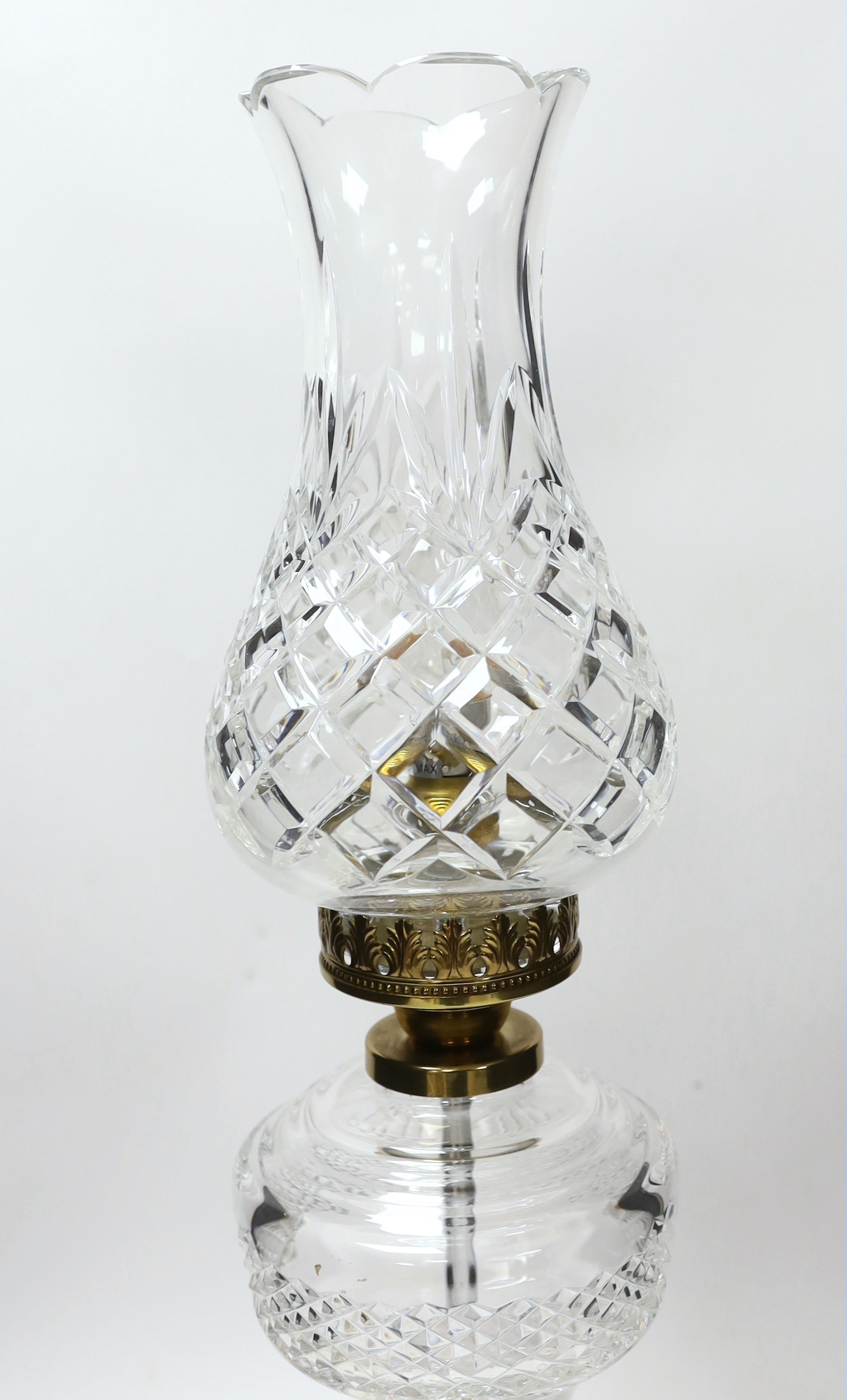 A Waterford cut glass table lamp and shade , 56cm high